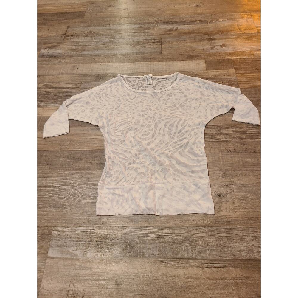 Ambiance apparel small womens white semi sheer blouse